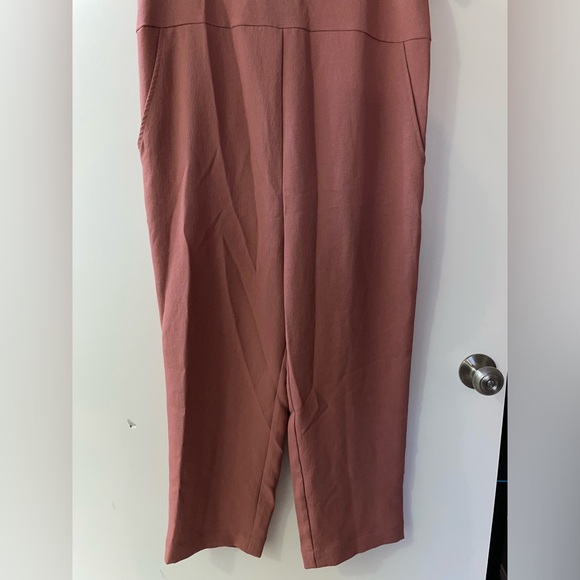 Hatch Rose Pink Maternity V Neck Short Sleeve Zipper Pocket Jumpsuit Size 1, S - Picture 2 of 8